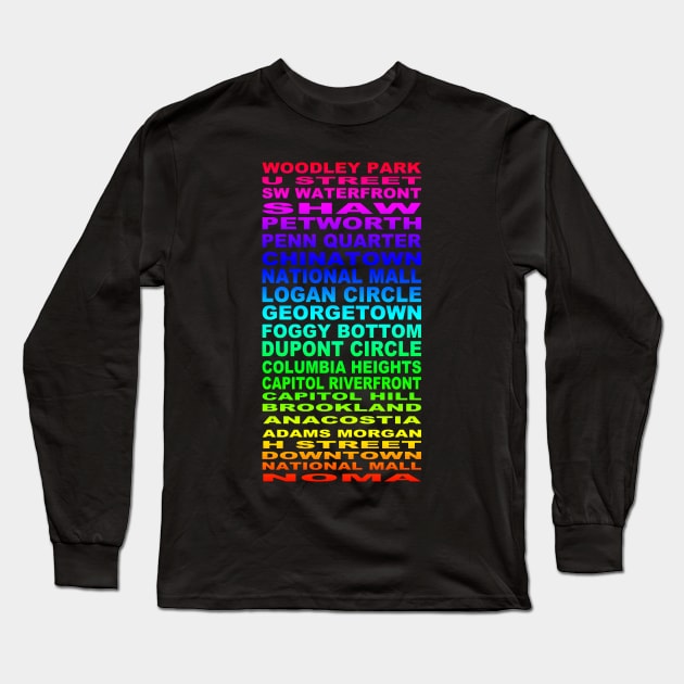 Rainbow DC Neighborhoods Long Sleeve T-Shirt by RockettGraph1cs